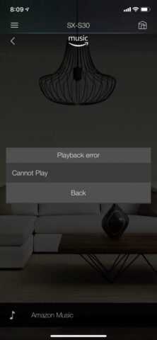 Pioneer Remote AppでPlayback Error Cannot Playが出た時のスクリーンショット